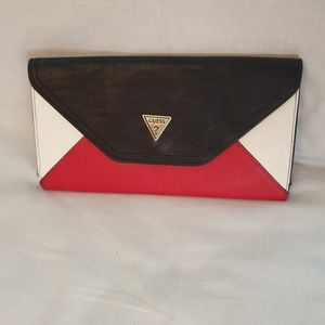Guess Clutch in Red, White & Black